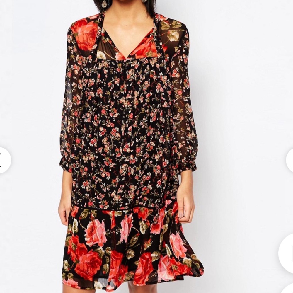 FRENCH CONNECTION Anastasia Mix Floral Smock Dress Size 10